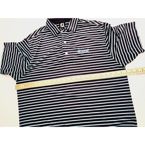 FJ Footjoy Short Sleeve Golf Polo Blue Striped Embroidered Men's Size Medium - Picture 5 of 8